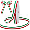 50 Yards Tricolor Polyester Striped Grosgrain Ribbon OCOR-WH0078-199B-1