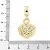Brass Clear Cubic Zirconia Heart European Dangle Charms KK-Z090-04G-3