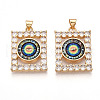 Brass Micro Pave Clear Cubic Zirconia Pendants for Women KK-T070-91A-04-1