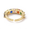 Colorful Cubic Zirconia Open Cuff Ring RJEW-I093-03LG-4