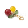 Cherry Natural Carnelian & Rose Quartz & Dyed Malaysia Jade & Dyed Crackle Agate & Green Aventurine & Amethyst & Cat Eye Pendant Decorations HJEW-TA00333-5