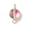 Dyed Synthetic Moonstone Round Connector Charms PALLOY-JF02690-01-3