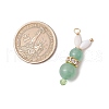4Pcs 4 Styles Natural Carnelian & Rose Quartz & Green Aventurine & Amethyst Bunny Pendants PALLOY-TA00226-2