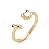 Brass Enamel Cuff Rings for Women RJEW-C126-07G-4