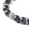 Natural Obsidian Round Beads Stretch Bracelets Set BJEW-JB06980-04-10