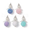 5Pcs Glass Seed Beads Alloy Pendants PALLOY-MZ00283-S-1