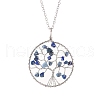 Natural Lapis Lazuli Chips Beaded Tree of Life Pendant Necklaces PW-WG63202-09-1