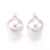 Brass & ABS Plastic Imitation Pearl Pendants KK-N261-14mm-121G-1