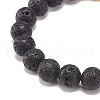 Natural Lava Rock & Weathered Agate(Dyed) Round Beaded Stretch Bracelet BJEW-JB08399-02-5