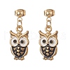 5 Pair 5 Color Alloy Enamel Owl Dangle Stud Earrings EJEW-JE05235-3