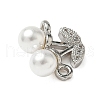 Brass Micro Pave Cubic Zirconia & ABS Plastic Imitation Pearl White Cherry Connector Charms KK-I276-56P-01-2