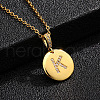 Brass Micro Pave Clear Cubic Zirconia Flat Round with Letter Pendant Necklaces FS-WG00655-11-1