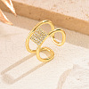 Rectangle & Ring 304 Stainless Steel with Crystal Rhinestone Pendant Necklace & Stud Earring & Ring FS-WGD6262-01-4