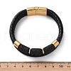 Natural Lava Rock Bead Leather Cord Multi-strand Bracelets BJEW-A009-05G-5