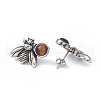 Natural Tiger Eye Bee Stud Earrings EJEW-C016-01AS-04-3