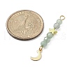 3Pcs 3 Styles Natural Green Aventurine Faceted Round Beaded Pendants PALLOY-JF03604-02-3