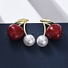 Cherry Brass Stud Earrings EJEW-V017-01C-G-2