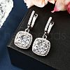 925 Sterling Silver Micro Pave Cubic Zirconia Dangle Hoop Earrings EJEW-F371-01A-01-1