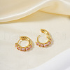 Stylish Brass Cubic Zirconia Hoop Earrings JG4210-3