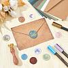 Brass Wax Seal Stamps with Wood Handle AJEW-WH0412-0173-4