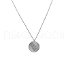 925 Sterling Silver Flat Round with Snake Pendant Necklaces Creative Design Collarbone Jewelry UA4626-2-3
