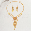 Elegant French Alloy Flower Tassel Necklace & Earrings Sets for Women YO1225-5