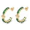 Brass & Green Glass Stud Earrings EJEW-G415-01B-G-1