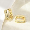 Oval Brass Micro Pave Clear Cubic Zirconia Hoop Earrings EJEW-D311-047G-2