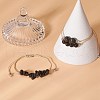 3Pcs 3 Style Natural Obsidian Braided Bead Bracelets Set BJEW-JB09334-03-2