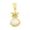 Brass Pave Shell Pendants KK-P263-01B-G-1