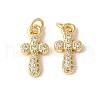 Brass Micro Pave Clear Cubic Zirconia Cross Pendants ZIRC-I071-17G-1
