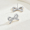 Elegant Stainless Steel Bowknot Stud Earrings NL6502-3