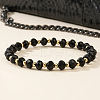 Rondelle Natural Black Onxy Beaded Bracelets for Women Men LQ9519-1