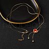 PVD Vacuum Plating 304 Stainless Steel Enamel Heart Pendant Necklaces NJEW-C063-04G-4