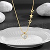 304 Stainless Steel Pave Natural Shell Star Heart Pendant Necklaces FS-WG20D57-01-1