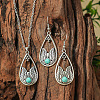 Bohemian Style Zinc Alloy & Synthetic Turquoise Pendant Necklaces & Dangle Earrings Sets WG40DB6-10-1