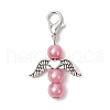8Pcs 8 Colors Angel Alloy Beaded & Glass Pearl Round Beaded Pendant Decoration HJEW-JM03008-4