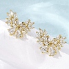 Brass Micro Pave Cubic Zirconia Stud Earrings Findings EJEW-F373-04G-4
