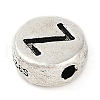 925 Sterling Silver Flat Round with Letter Beads STER-G044-01AS-Z-2