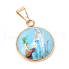 Virgin Mary Theme Glass Pendants X-GLAA-R186-G-2