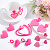 ANATTASOUL 6 Pairs 6 Style Plastic & Acrylic Heart Dangle Stud Earrings EJEW-AN0003-58-6