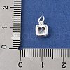 925 Sterling Silver Pave Cubic Zirconia Square Charms with Jump Rings and 925 Stamp STER-D288-05S-06-3