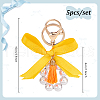 5Pcs Plastic Pearl & Polyester Bowknot Keychain KEYC-PH01537-2
