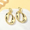 Oval Brass Dangle Stud Earrings EJEW-A132-03G-1
