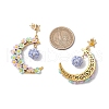2Pairs Glass Seed Beads Moon Dangle Stud Earrings EJEW-MZ00402-5