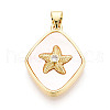 Brass Micro Pave Clear Cubic Zirconia Pendants KK-N268-21G-1