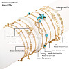 10Pcs Beach Style Alloy & Synthetic Turquoise & Resin Link Anklets WGF01BA-01-5
