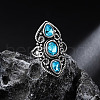 Teardrop & Oval Bohemian Style Zinc Alloy with Resin Imitation Moonstone/Rhinestone Finger Rings FS-WGFB6C4-06-1