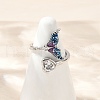 Brass Pave Clear Cubic Zirconia Cuff Rings RJEW-V013-01P-1