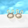Rabbit Head Brass Micro Pave Cubic Zirconia Ear Studs EJEW-D304-39G-4